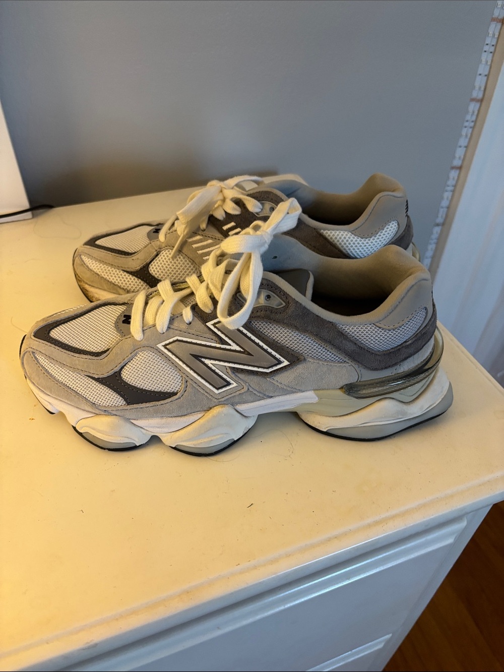 New Balance Kids' Gray and White Mesh Suede Sneakers
